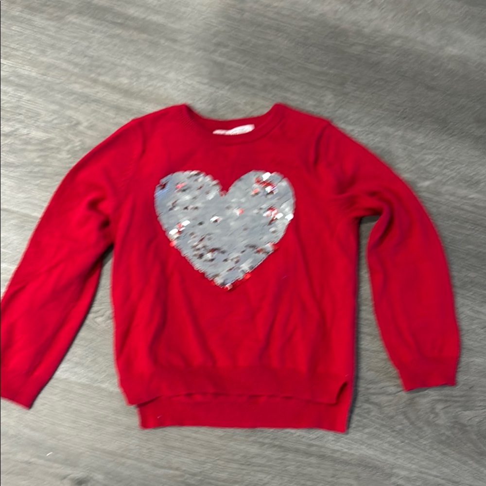 Red Sweater with reversible Heart 100%cotton
